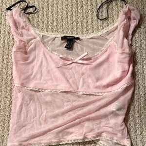 Forever 21 Light Pink Sheer Lace Blouse